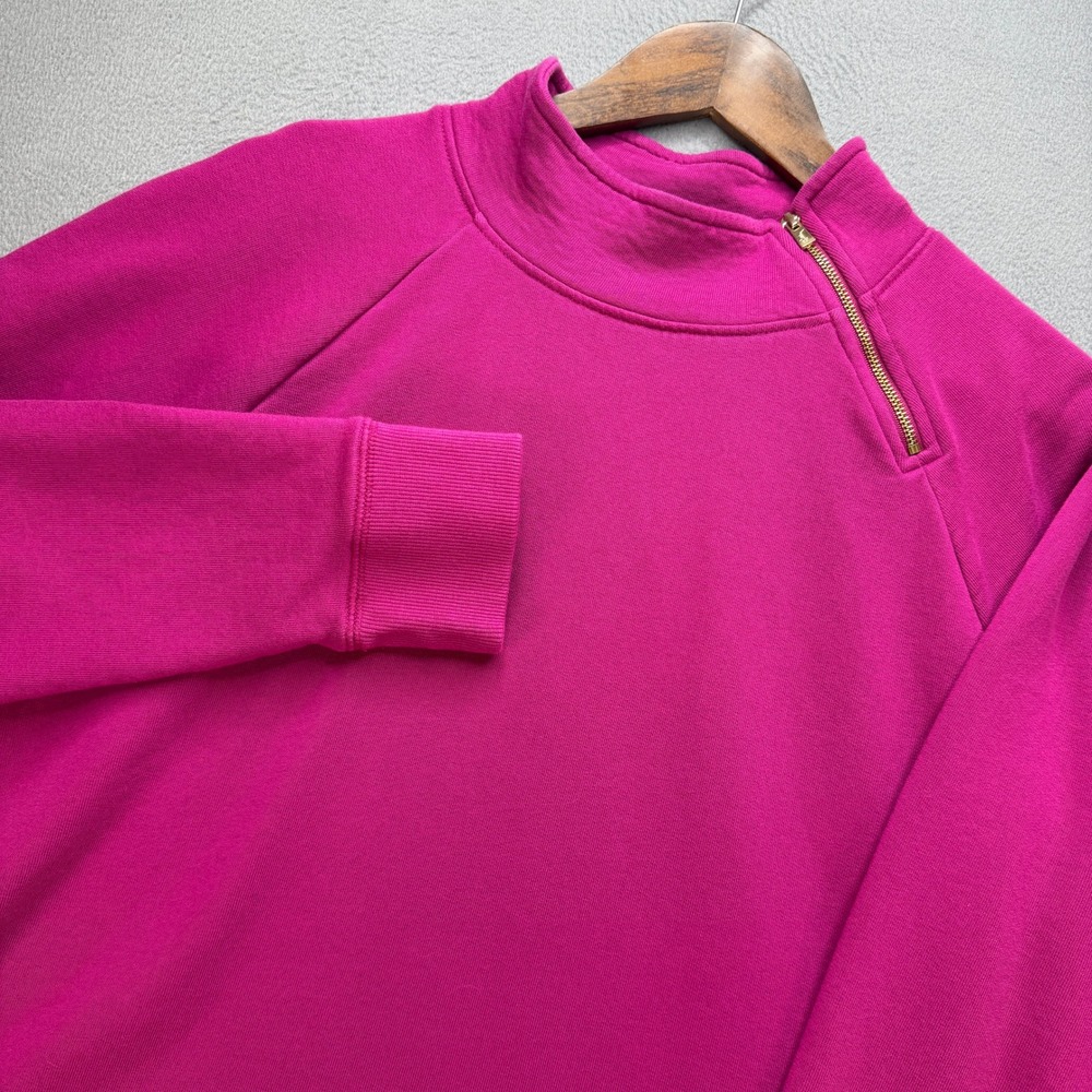 Lilly Pulitzer Luxletic Sweatshirt Womens XL Pink Cotton Zip Mock Neck Pullover